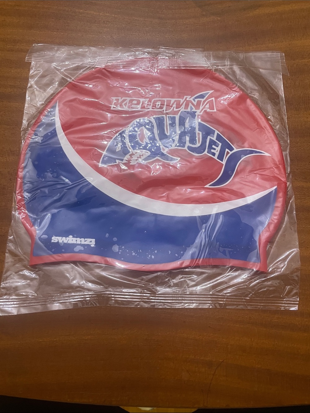 Kelowna AquaJets swim Club Red and Blue Swim Cap Canadian